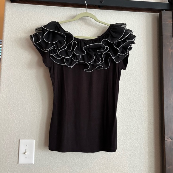 ❗️FINAL❗️Stera Elegant Black Ruffled Blouse Medium - Picture 2 of 7